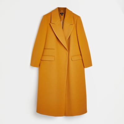 Plus orange straight longline coat River Island