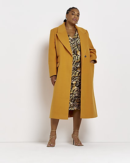 Plus orange straight longline coat