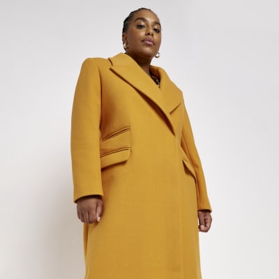 Plus orange straight longline coat River Island