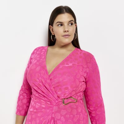 pink animal print wrap dress