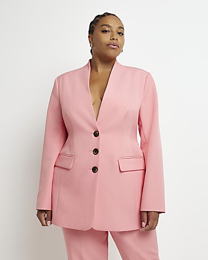 Plus pink buttoned up blazer