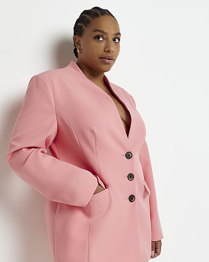 Plus pink buttoned up blazer