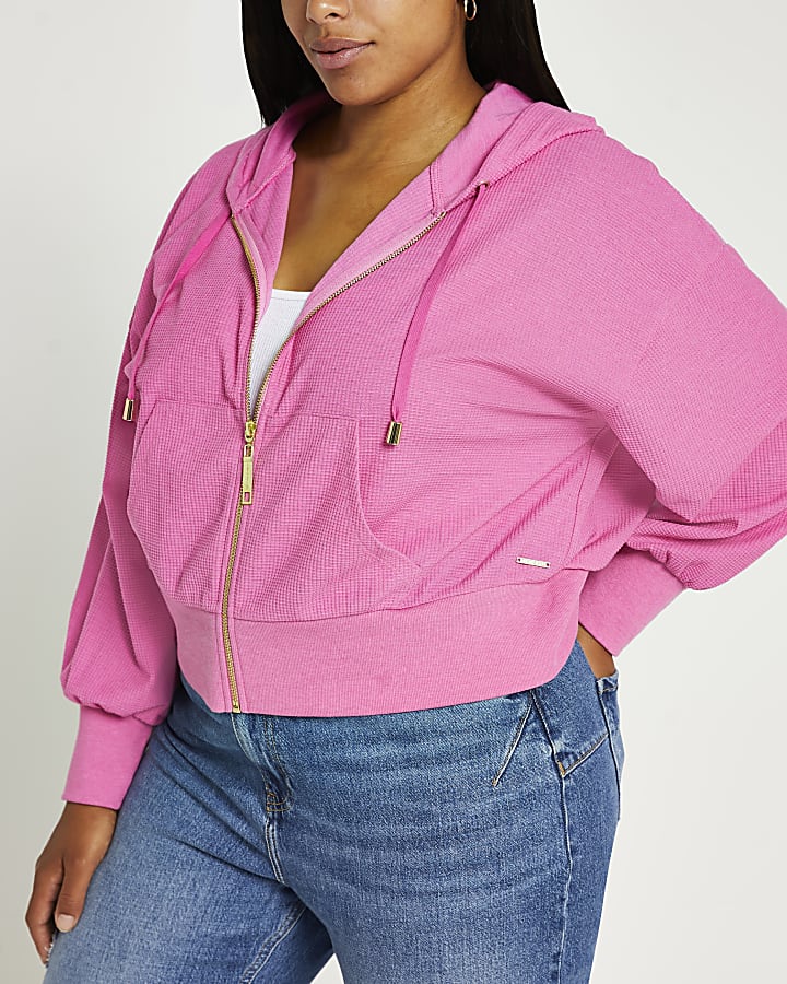Plus pink cuffed hoodie