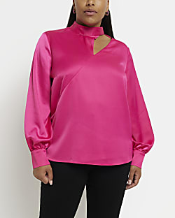 Plus pink cut out blouse