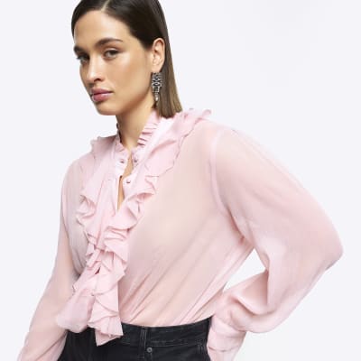 Plus Pink Frill Blouse River Island 4670