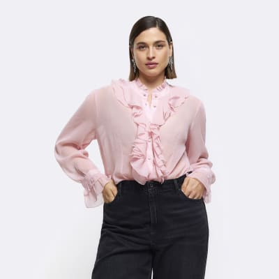 Plus Pink Frill Blouse River Island 5343