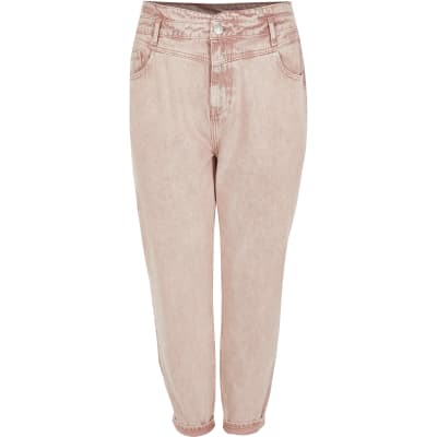 high rise pink jeans