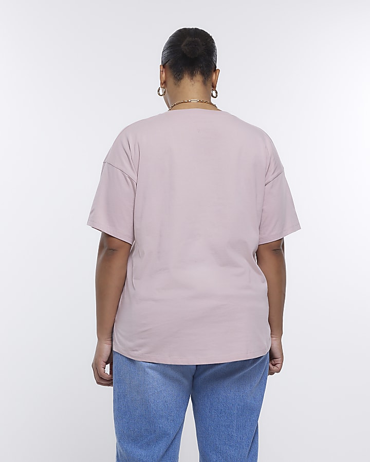 Plus pink loose t-shirt