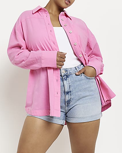 Plus pink oversized shirt