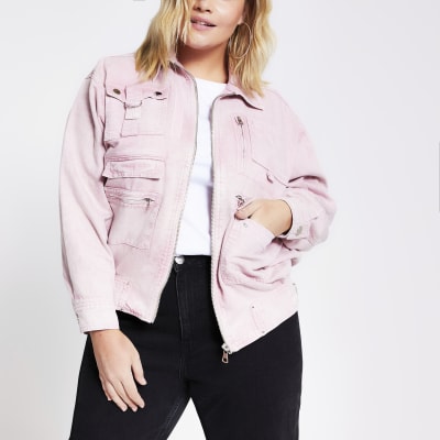 plus pink denim jacket