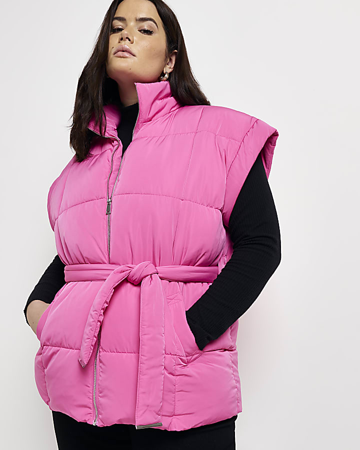 Plus pink quilted utility gilet