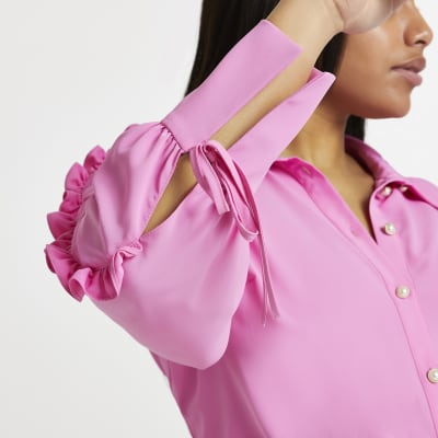 women's ruffle sleeve shirt