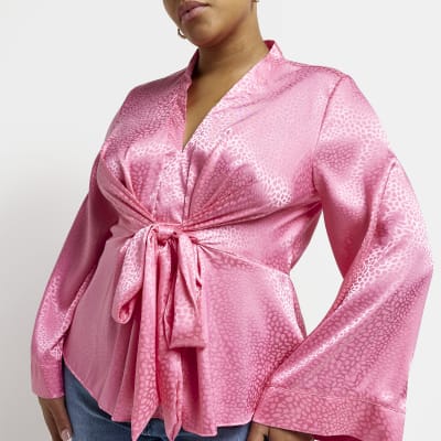 Pink satin best sale tie top