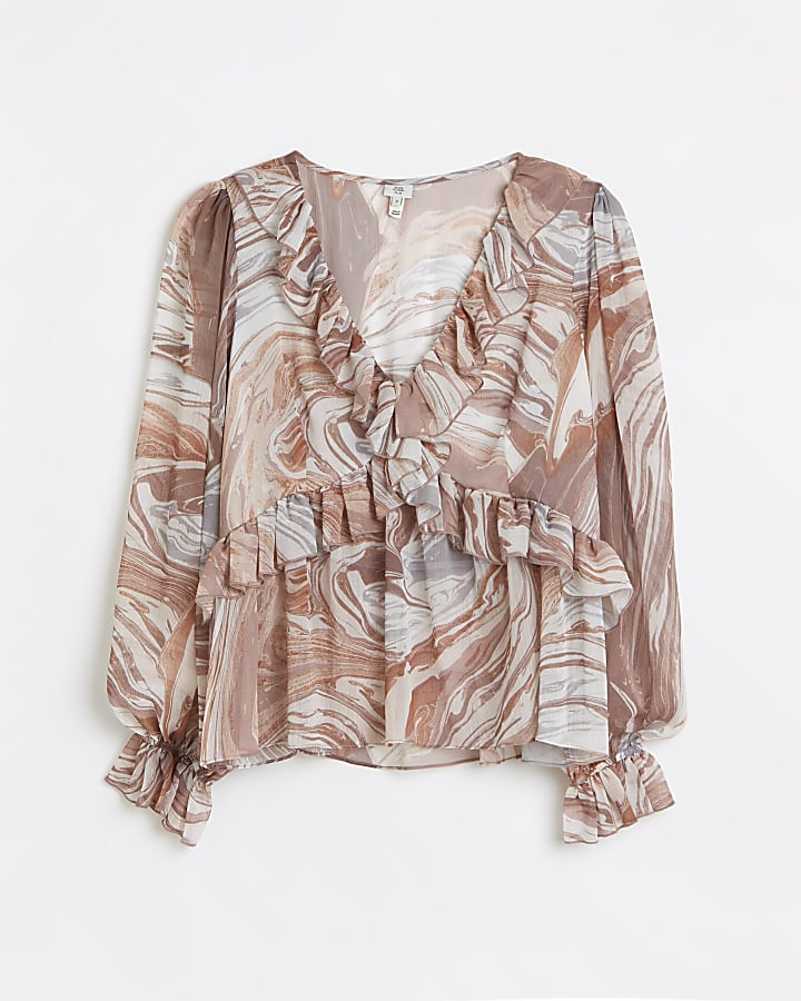 Plus pink swirl print blouse