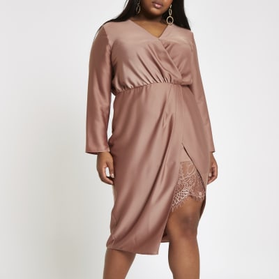 river island wrap front midi dress