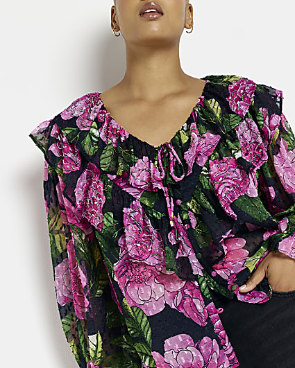 Plus purple floral blouse
