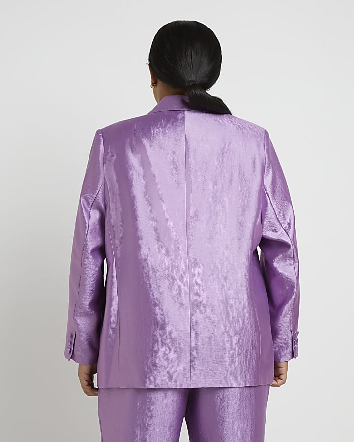 Plus purple metallic oversized blazer