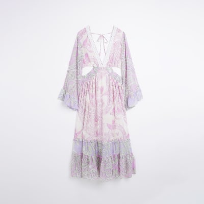 Plus purple paisley print maxi dress