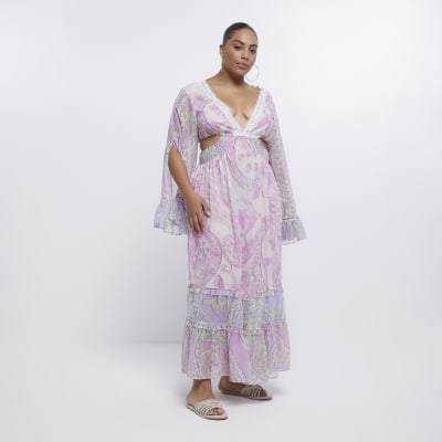 Paisley casual plus size maxi dresses on sale