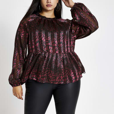 womens long sleeve purple shirt