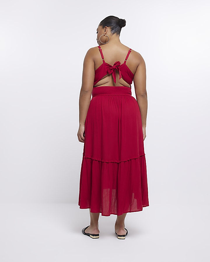 Plus red cut out maxi dress