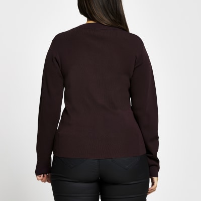 Plus red embellished cut out top