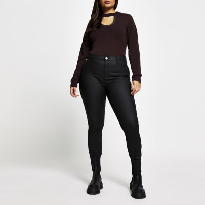 Plus red embellished cut out top