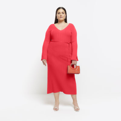 Red leather best sale dress river island