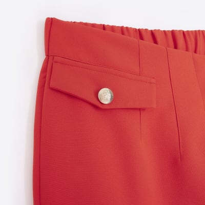 Plus red mid rise cigarette trousers