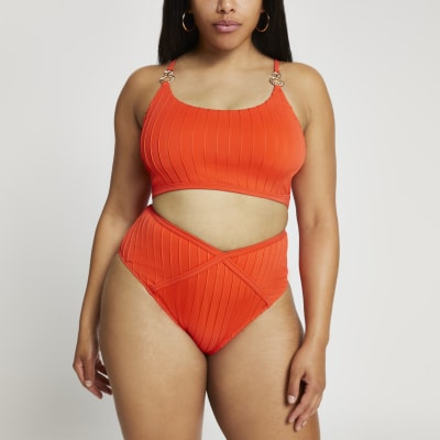 plus size red swim top