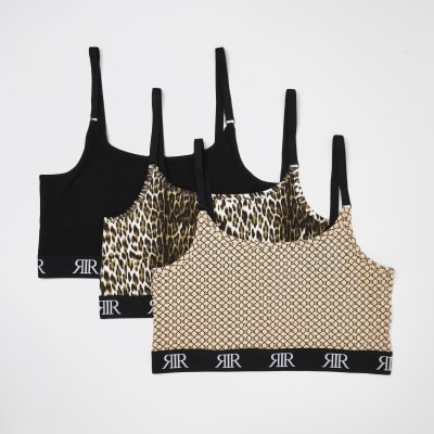 Plus 'RIR' printed bralet pack of 3