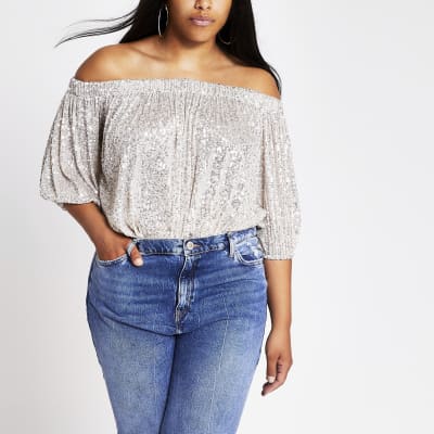 silver plus size top