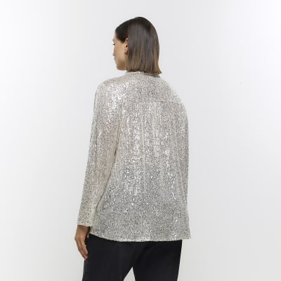 Plus silver sequin shirt | River Island