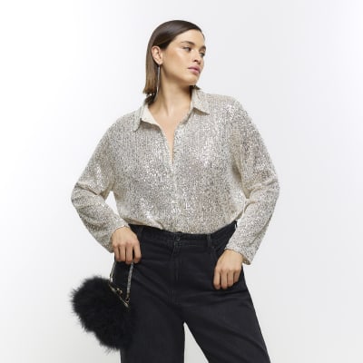 Plus silver sequin shirt | River Island