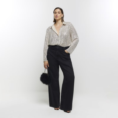 Plus silver sequin shirt | River Island