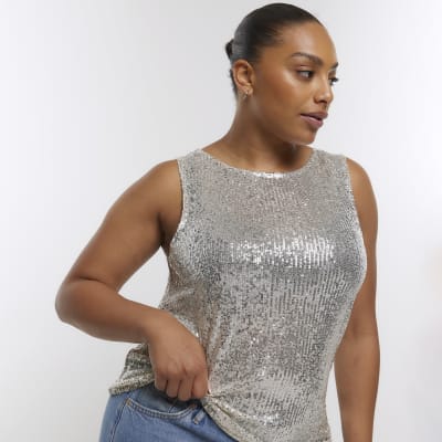 Women's plus size hot sale sequin tank tops