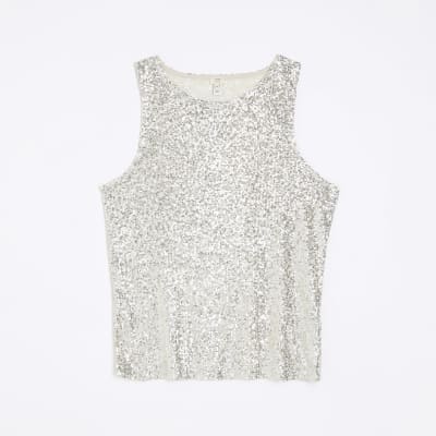 Plus silver sequin tank top