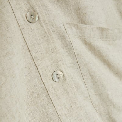 Plus stone oversized shirt with linen