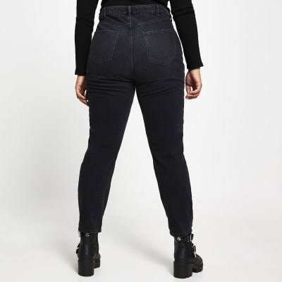 washed black high waisted jeans