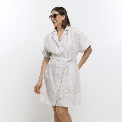 Plus white animal print mini dress