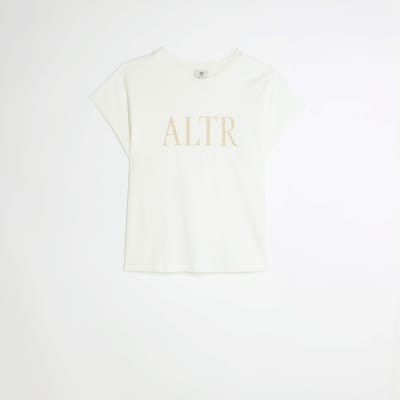 Plus white beaded short sleeve t-shirt