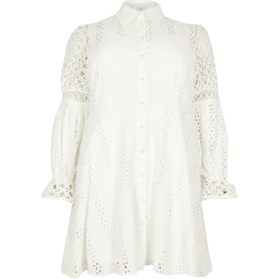 river island white shirt dress