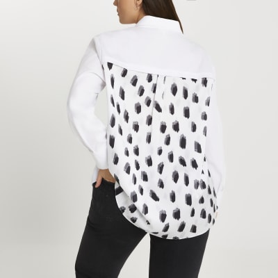 Plus white contrast back print shirt