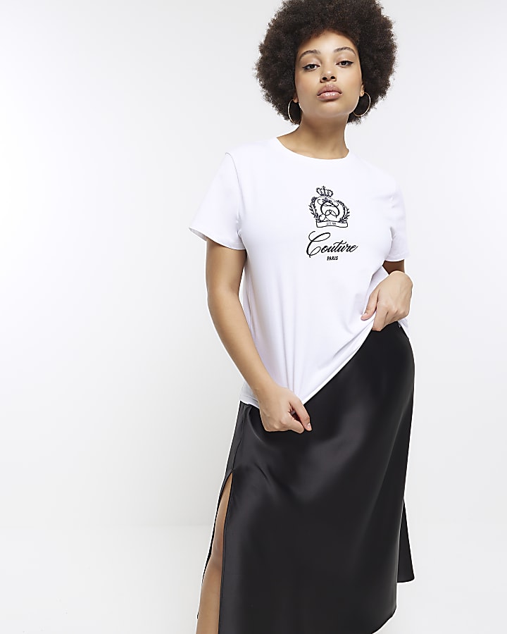 Plus white embroidered t-shirt