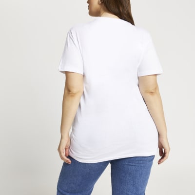 Plus white floral lips t-shirt