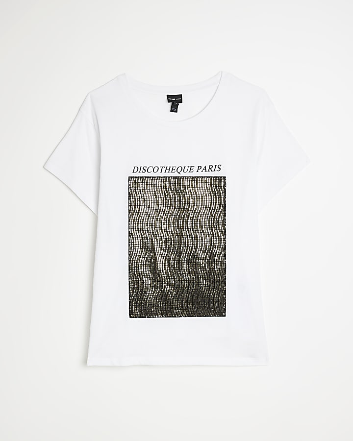 Plus white graphic print t-shirt