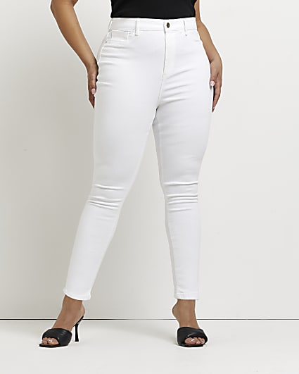Plus white high waisted skinny jeans