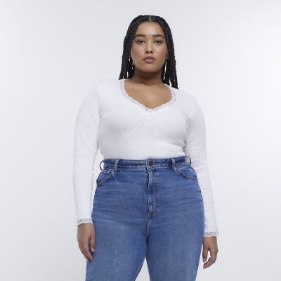 lace white top plus size