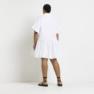 Plus white mini shirt dress