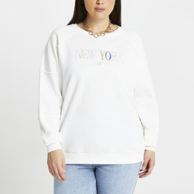 Plus white 'New York' embroidered sweatshirt